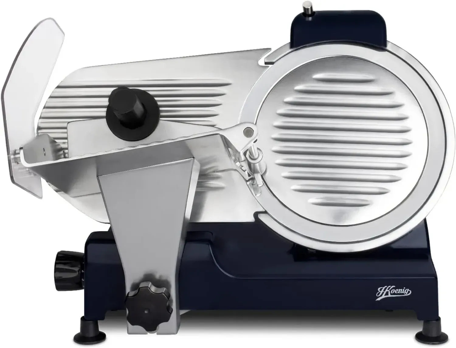 Trancheuse Électrique Professionnelle H.Koenig MSX256 pour Charcuterie, Lame Italienne 25 cm, Épaisseur Réglable 0-12 mm, Aiguiseur Intégré, Plateau Large