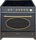 Cuisinière à gaz rétro 90 cm, 8 fonctions, 121L, 5 brûleurs haut de gamme, compatible gaz naturel et propane