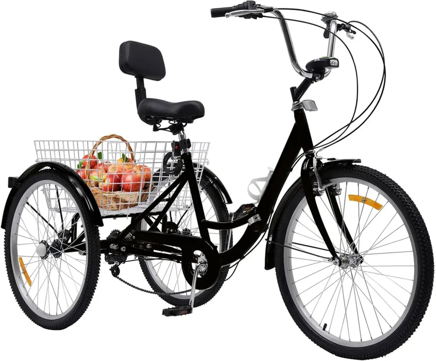Tricycle adulte 24 pouces 7 vitesses avec panier et LED