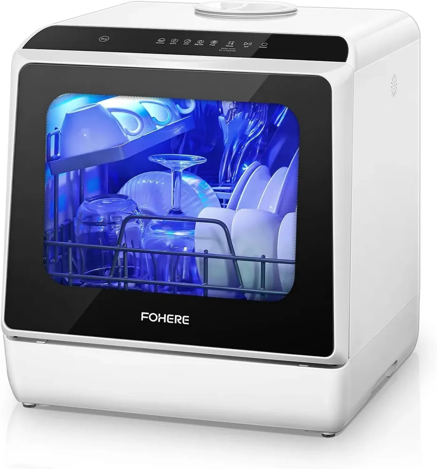 Mini Lave-Vaisselle Portatif 5L, 4 Couverts, 6 Programmes, Départ Différé 6H, Certifié CE pour Appartement et Camping