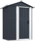 Abri de Jardin en Acier Galvanisé Anthracite 126x98x177 cm, Rangement Extérieur pour Outils