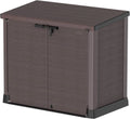 Abri de Jardin en Plastique 1200L StoreAway, Couvercle Plat, Cache-poubelles Extérieur, Construction Durable, Idéal pour Vélos, Barbecues et 2 Poubelles de 240L, 145x85x125 cm, Marron